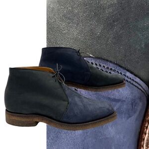 Paul Smith Two Tone Black Navy Designer Cow Leather Suede Boots Size: 9